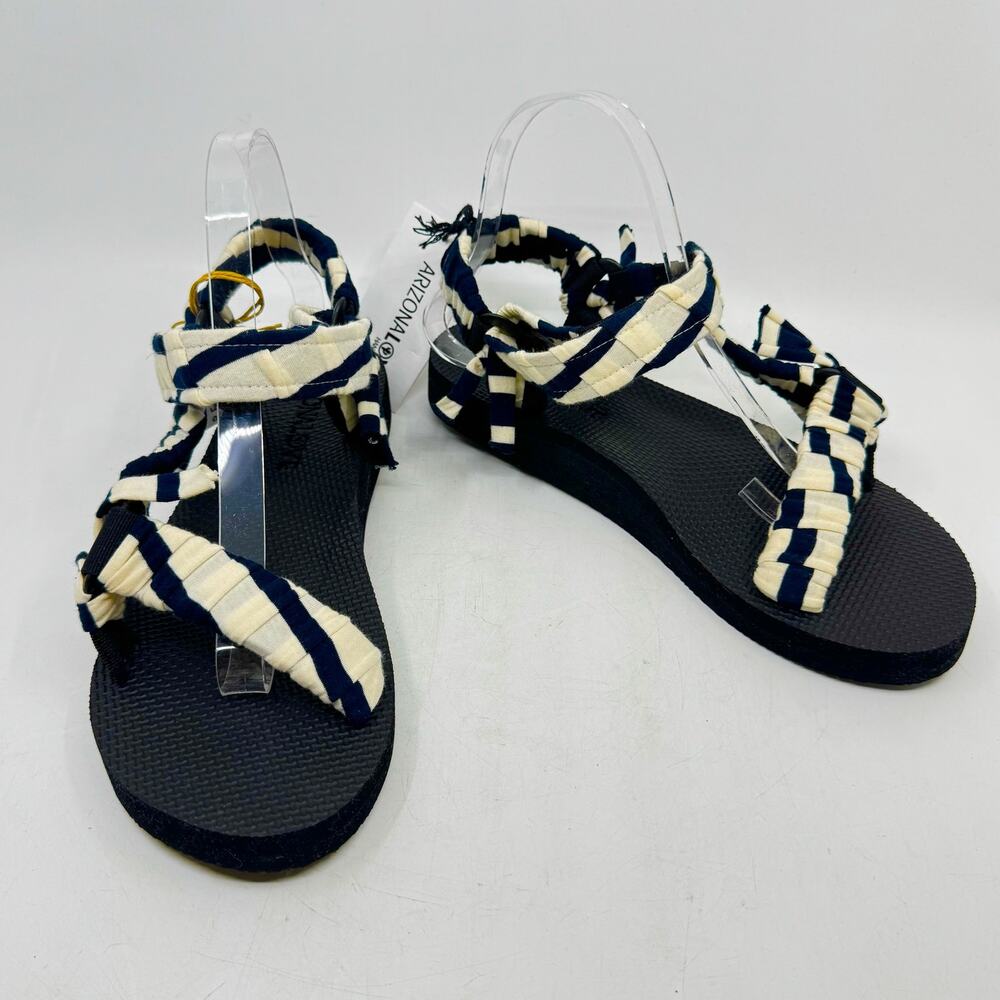 NWT ARIZONA LOVE Kules Striped White & Navy Sandals